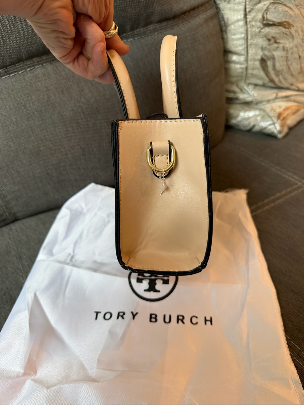 Tory Burch Beige Leather Top-Handle Satchel - Picture 2 of 5